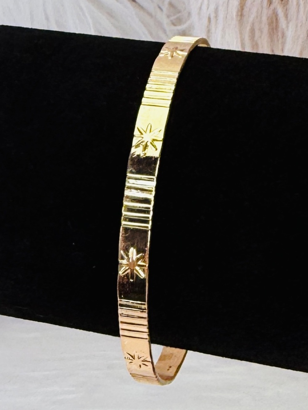 Goldtone Star Bangle Stackable Cuff Bracelet